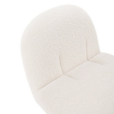 Edina White Boucle and Pine Wood Accent Chair