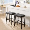 VECELO 23.6 inches Counter Height Bar Stools for Kitchen, Thick PU Leather Saddle, Backless Bar Stools Set of 2/4/6, Metal Base, Black - image 3 of 4