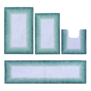 Torrent Collection 4 Piece 100% Soft Cotton Tufted Weave Bath Rug Set, Ombre Pattern, Super Soft & Absorbent, Machine Washable Bathroom Mats - 1 of 4