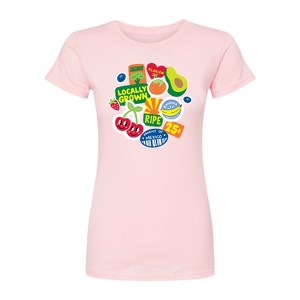 Women's - Instant Message - Fruit Stamps Fitted Graphic T-Shirt - 1 of 3