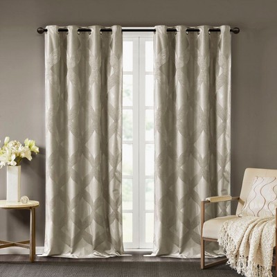 PAGED Knitted Jacquard Total Blackout Curtain for Bedroom,Window Curtain Panel with Grommet Top,Living Room Curtains Machine Washable