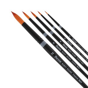 Creative Mark Beste Golden Taklon Bushy Round #4 - 2 Pack Artist Brush, Professional Watercolor Brushes, For Acrylic Painting, Short Handle, Sharp - 1 of 4