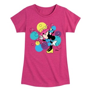 Girls' - Disney - Minnie Mouse Blowing Bubbles Everywhere Fitted Short Sleeve Graphic T-Shirt - 1 of 4