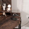 Corner Vanity Desk and Stool, Corner Makeup Vanity with LED Lighted Mirror Charging Station and Cabinet - 3 of 4