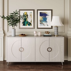 ORRD Modern 4-Door Lacquered Sideboard in Champagne Silver - Living Room, Dining Room & Office Storage Cabinet - 1 of 4