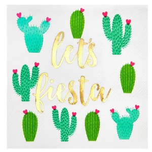 Juvale 50 Pack Let’s Fiesta Taco Napkins for Party, Cinco De Mayo Party Decorations, Paper Margarita Napkins, 5x5 In - 1 of 4
