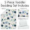 Sweet Jojo Designs Girl Toddler Bedding Set Watercolor Floral Blue Pink and White 5pc - 3 of 4