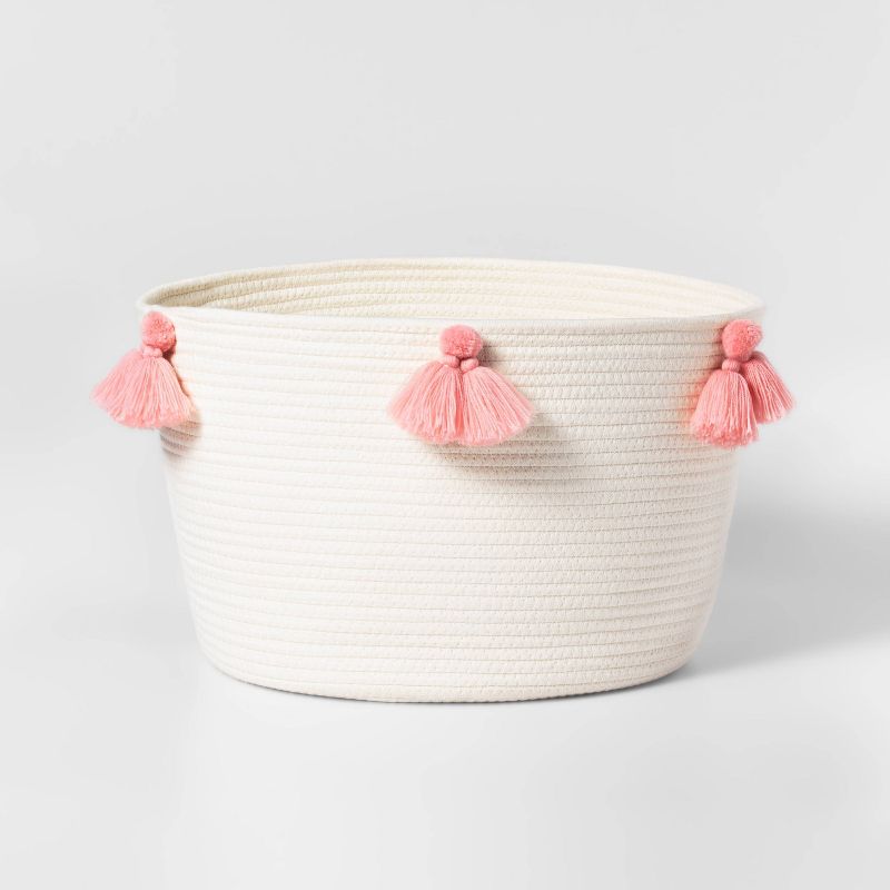 Kids' Coiled Rope Basket with Tassels - Pillowfort™, 1 of 14