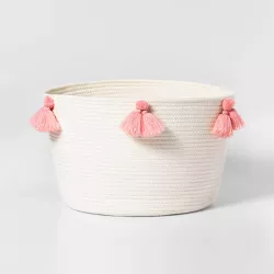 Large Coiled Rope Basket with Tassels Natural/Rose Pink - Pillowfort™
