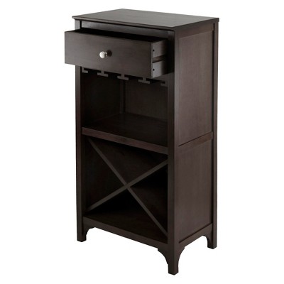 Elegant Transitional Black Wine Cabinet with X-Shelf and Glass Rack