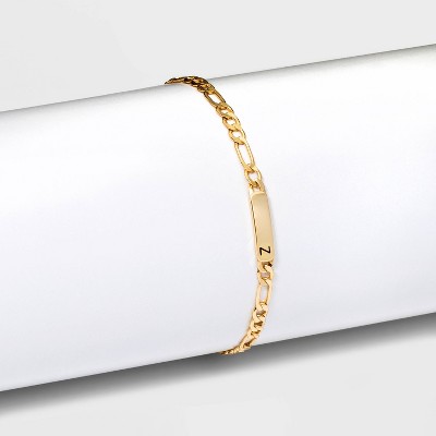 Gold Plated Initial Bar Figaro Chain Bracelet - A New Day™ Gold