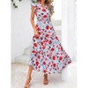 Coolmee Women's Summer Floral Midi Dress Casual Cap Sleeve V Neck Ruffle Tiered Flowy Boho Long Sundresses - 2 of 4
