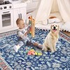 Medallion Floral Rug,Vintage Distressed Low-Pile Non-Slip Indoor Carpet, Machine Washable Area Rug for Home, Office & Bedroom Decor - 4 of 4