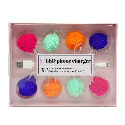 46" LED Pom Pom Phone Charger USB Cable - image 1 of 3