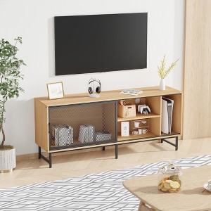 63" Modern TV Stand,Wooden Entertainment Center Multi-Room Media Console - 1 of 4