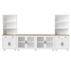 CLIHOME Farmhouse TV Stand for TVs Up to 70", Entertainment Center with Bookshelves & Tempered Glass Doors - 3 of 4