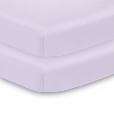 BreathableBaby All-in-One Fitted Sheet & Waterproof Cover, For 38" x 24" Mini Crib Mattress (2-Pack), Lavender