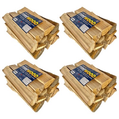 TimberTote 0.75 Cubic Feet Natural Hardwood Mix Fire Log Wintertime Firewood Bundle for Home Fireplaces, Campfires, and Backyard Firepits (4 Pack)