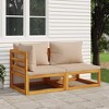 vidaXL Patio Furniture 2 Piece Sofa Set with Cushions in Taupe, Solid Acacia Wood, Durable Outdoor Lounge Set with Comfortable Seat Experience - 2 of 4