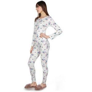 Memoi Women's Scalloped Edge Floral Two-Piece PJ Set - 1 of 4