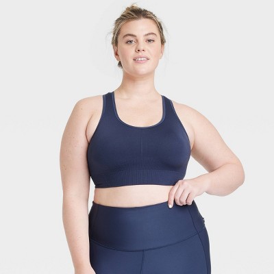 Women's Seamless Medium Support Racerback Sports Bra - All In Motion™ Dark Blue 4X