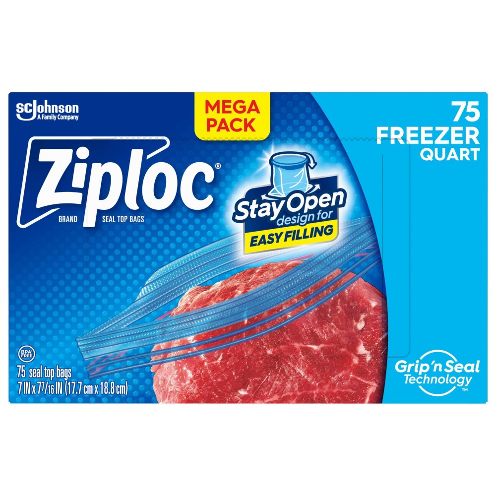 UPC 025700709497 product image for Ziploc Freezer Quart Bags with Grip 'n Seal Technology - 75ct | upcitemdb.com