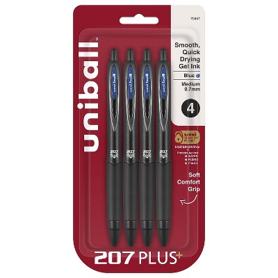 uni-ball uniball 207 Plus+ Retractable Gel Pens Medium Point 0.7mm Blue Ink 4/Pack (70457)