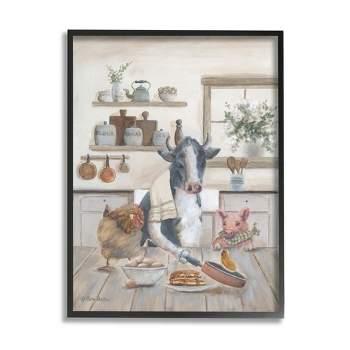 Stupell Industries Farm Animals in Kitchen Framed Giclee Art