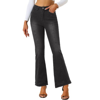 Allegra K Women's Vintage High Waist Stretch Denim Bell Bottoms