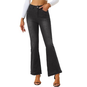 Allegra K Women's Retro High Waist Stretchy Flare Denim Jeans - 1 of 4