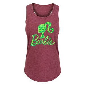 Women's - Barbie - Shamrock Pattern Logo Graphic Racerback Tank - 1 of 4