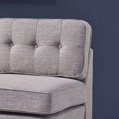 Lillian Contemporary Light Gray Fabric Slipper Chair with Dark Brown Legs