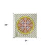 HomeRoots 88" X 84" Green White And Yellow Floral Cotton Hanging Tapestry - 3 of 4