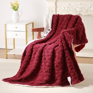 Garvee Heating Blanket, Thick Tufted Electric Blanket Throw with 6 Heating Levels and 8 Time Settings, Machine Washable Throw 50"x60", Red - 1 of 4