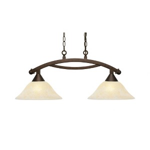 Toltec Lighting Bow 2 - Light Island Pendant Light in  Bronze with 12" Amber Marble Shade - 1 of 1