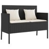 vidaXL Patio Bench with Cushions Black Poly Rattan - 2 of 4