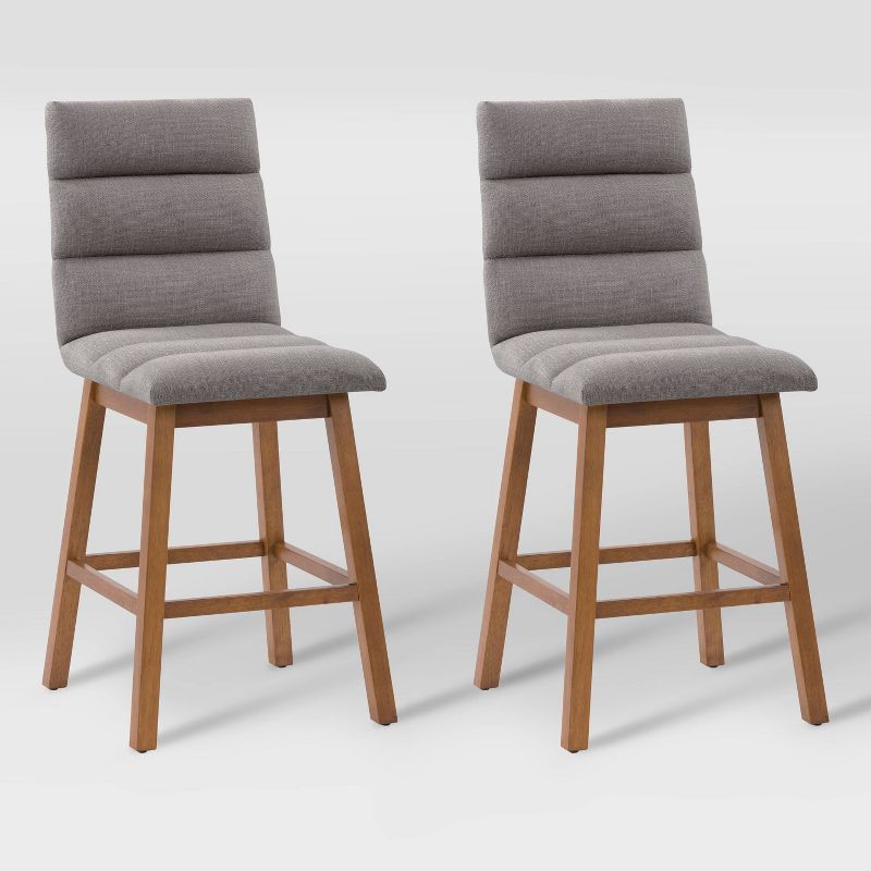 Set of 2 Boston Channel Tufted Fabric Barstools - CorLiving, 1 of 7