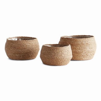 Plum & Post Seagrass Round Tapered Baskets, Set of 3 - Natural Color
