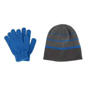 Grand Sierra Kids' 8-12 Striped 2-Piece Winter Beanie and Glove Set - 1 of 4