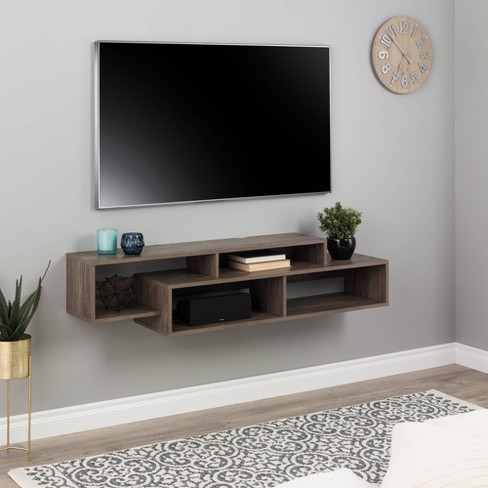 gray floating tv stand