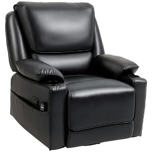 HOMCOM Vibration Massage Recliner Chair with Heat, Oversized Swivel Rocker, PU Manual Reclining Chair with Footrest, Remote, Pockets - 1 of 4