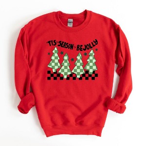 Simply Sage Market Women's Graphic Sweatshirt Be Jolly Checkered Tree - 1 of 3