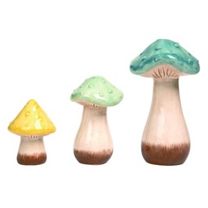 Transpac Ceramic 10 in. Textured Mushroom Decor Set of 3 - 1 of 4