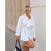 VICI Womens Between The Lines Waist Tie Mini Shirt Dress - 2 of 4