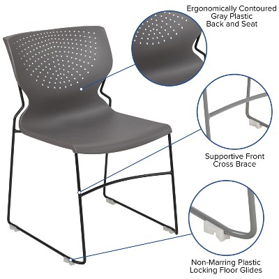 Hercules 661 lb. Capacity Gray Full Back Stacking Metal Chair