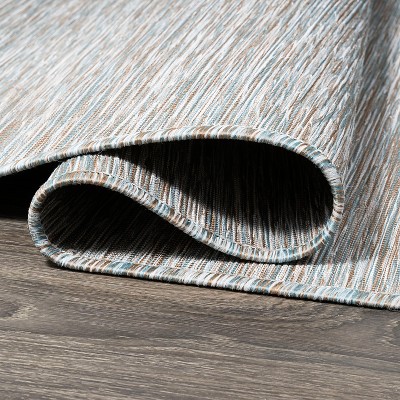 Gray Round Flat Woven Synthetic Reversible Area Rug