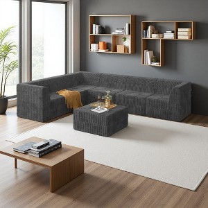 130.32" Corduroy L-Shaped Modular Sectional Sofa, 7-Piece Set - 1 of 4