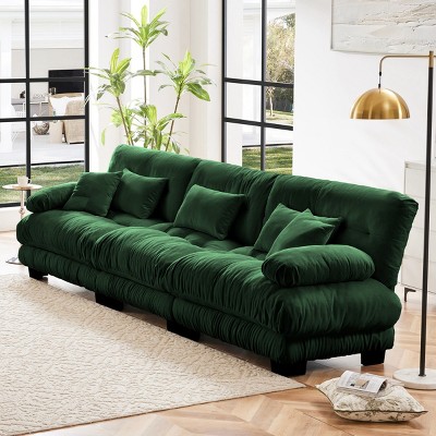 3-Seater Sectional Sofa Deep Seat Sofa Couch Chenille Soft Comfy Upholstered Sofa for Living Room, Apartment-Tanpinhause