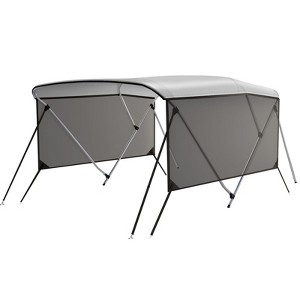 3/4 Bow Bimini Tops with Mesh Sidewalls, Boat Canopy with Support Poles, Marine Grade Pu Coating Canvas, 2 Straps, 2 Rear Support Poles, Zippered Boot - 1 of 4