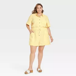 Women's Plus Size Short Sleeve Boilersuit - Universal Thread™ Light Yellow 4X
